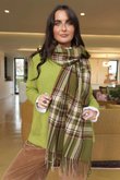 Mackenzie Plaid Blanket Scarf Olive /20=